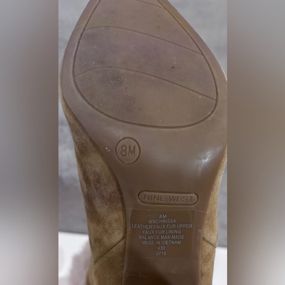 Nine West Convertible Brown Suede Faux Fur Lined Pointed Toe Ankle Boots Size 8 - Picture 5 of 11